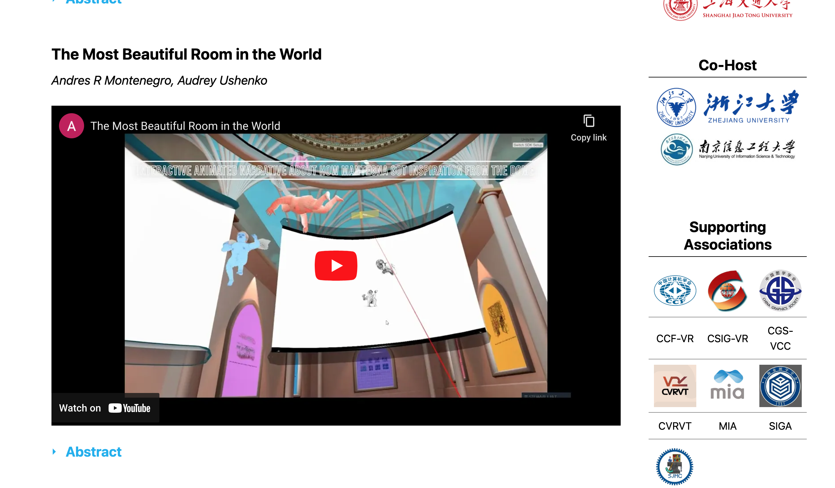 Screenshot of a video of The Wedding Chamber on the IEEE Conference website